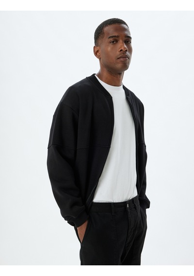 Koton Oversize Hırka Fermuarlı Basic Dikiş Detaylı Şardonlu Pamuk Karışımlı Siyah 5wam70162mk Siyah Koton Oversize Hırka Fermuarlı Basic Dikiş Detaylı Şardonlu Pamuk Karışımlı Siyah 5wam70162mk Siyah