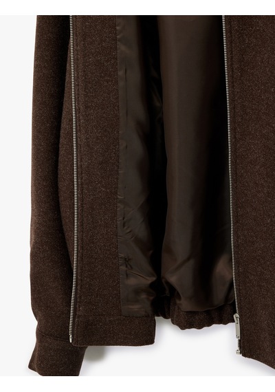 Koton Regular Fit Cepli Gömlek Yaka Fermuarlı Kaşe Ceket Kahverengi 6wam20058hk