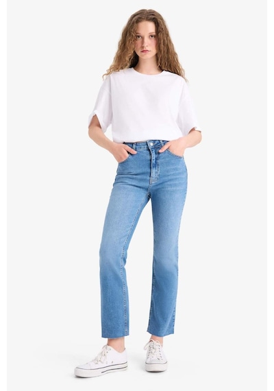 DeFacto Crop Flare Fit Yüksek Bel Bilek Boy Jean Yıkamalı Pantolon E8018AX25SMNM28