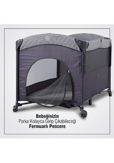 Prego 8044 Miami Plus Anne Yanı Oyun Parkı 70x120 Cm Gri