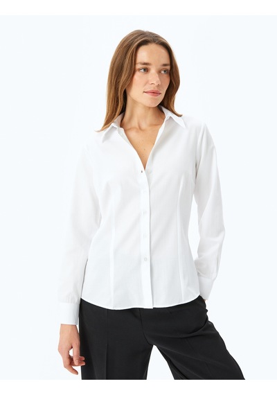 Koton Uzun Kollu Slim Fit Klasik Poplin Gömlek Beyaz 5sak60043uw Beyaz