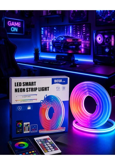 Rgb Neon Led Şerit Işık Kumandalı Usb Girişli Su Geçirmez Şerit Led 18784612