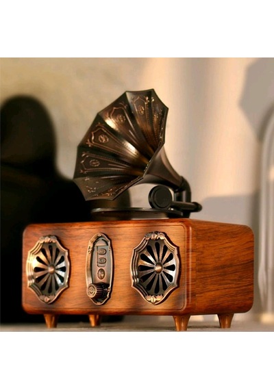 Gramafon Görünüm Ahşap Nostalji Radyo,bluetooth Özellikli, Gramafon Nostaljik Radyo