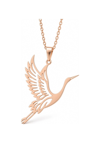 Turna Kuşu 925 Ayar Gümüş Kolye Rose Renk Rose Gold