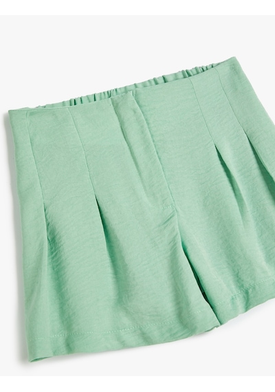 Koton Şort Pileli Diz Üstü Beli Lastikli Green 4skg40109aw Yeşil