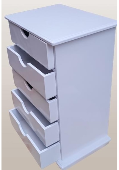 Hobi Adn Dekoratif Takı Şifonyer Ahşap Mdf Parlak Beyaz Cnc Kesim Model El Yapım