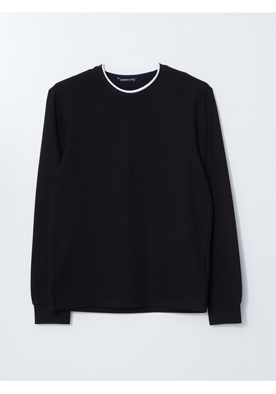 Lcwaıkıkı Classic Siyah Bisiklet Yaka Uzun Kollu Erkek Sweatshirt