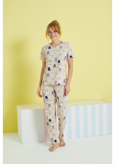 Siyah İnci Örme Pijama Takım 24107087 Çok Renkli