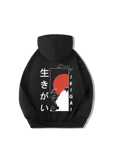 Brz Kids Unisex Çocuk Japanese Ikigai Hoodie-siyah Siyah
