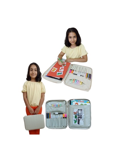 Next Craft Evrak Çantası Kalemlik Aktivite Etkinlik Çantası Boyama Taşıma Çocuklar Ve Yetişkinler İçin Bej