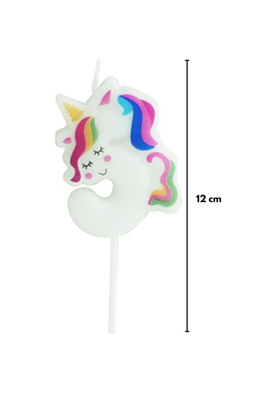 Beyaz 5 Rakamı Unicorn Figür Parti Mumu