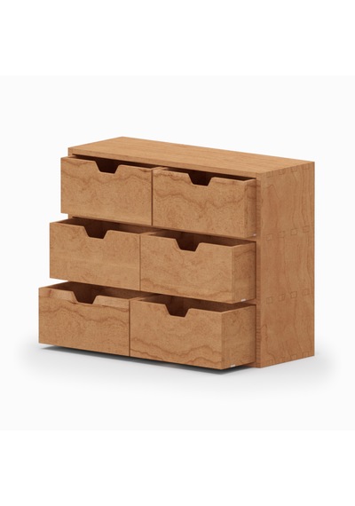 Desna Üç Katlı Altı Çekmeceli Dolap - Kiraz 34 Cm Uzunluk X 12.1 Cm Derinlik X 27.2 Cm Woodsaka Doğal Ahşap