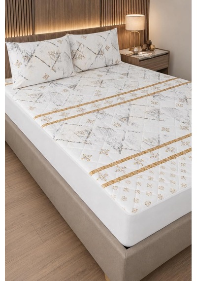Veluna Desenli Sıvı Geçirmez Kapitone Fitted Alez Ve Yastık Kılıfı Seti Özel Kutulu Gönderim 100 X 200 Çok Renkli