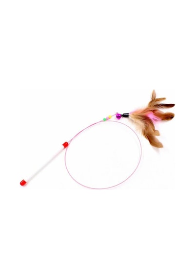 Çıngıraklı Tüylü 90 CM Kedi Oyun Oltası Çok Renkli