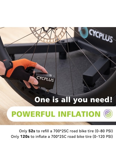 Cycplus Tiny Pump Mini Bisiklet Hava Pompası, Maksimum 120 Psı Elektrikli Bisiklet Hava Pompası, Otomatik Kapanma, Pre