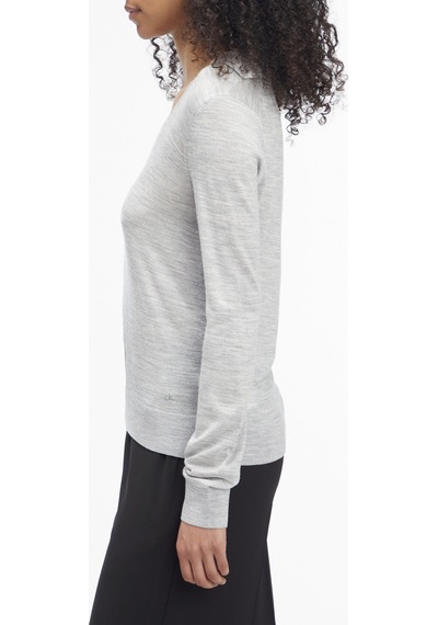 Calvin Klein Kadın V Yaka Slim Fit Uzun Kollu Gri Kazak K20k208029-p68 Gri