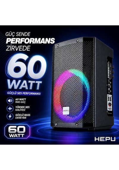 Hp-980 Partybox Bluetooth Hoparlör 8 Hoparlör 60w Güç Rgb Işık Tws Destekli