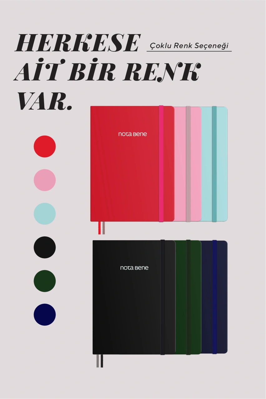 Nota Bene Premium Sert Kapak Defter, 14.8x21 Cm, Çizgili Pembe