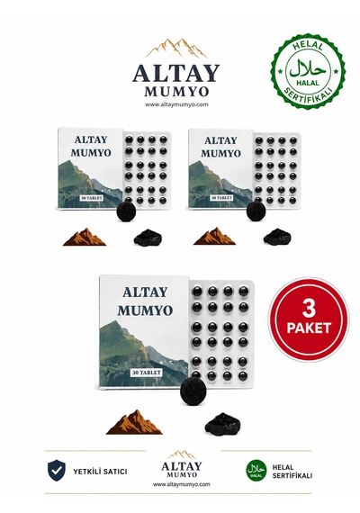 Altay Mumyo %100 Saf Mumiyo Shilajit Doğal Enerji, Güç Ve Bağışıklık Artırıcı Takviye 30 Tablet