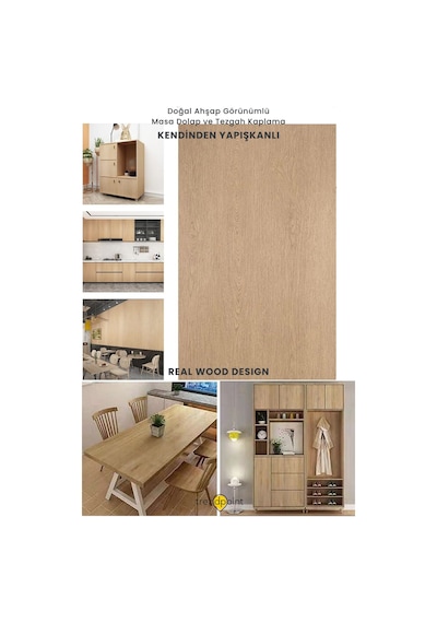 Trendpoint Kendinden Yapışkanlı 60cm 500cm Doğal Ahşap Dokulu Mutfak Dolap Masa Kaplama Duvar Kağıdı