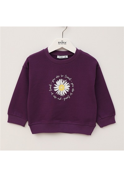 Wanex Kız Çocuk Uzun Kol Kalın Sweat - 32609 Mor