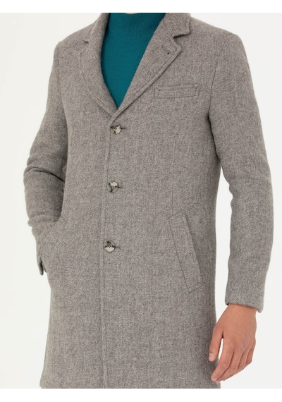 Cacharel Gri Slim Fit Palto
