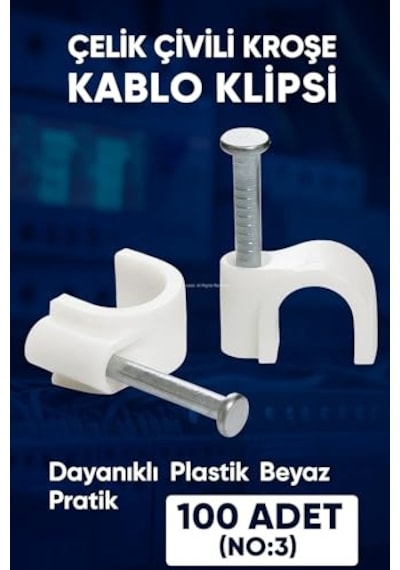 Hiva Çelik Çivili Kroşe, Kablo Klipsi, Dayanıklı, Plastik, Beyaz, Pratik, Kablo Sabitleme Aparatı, Elektrik, Tesisat Düzenleme İçin, Çivi Klips Seti, 100 Adet No:1 Hiva Çelik Çivili Kroşe, Kablo Klipsi, Dayanıklı, Plastik, Beyaz, Pratik, Kablo Sabitleme Aparatı, Elektrik, Tesisat Düzenleme İçin, Çivi Klips Seti, 100 Adet No:1