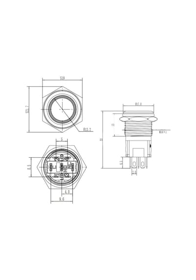 16A-P1-E 16Mm Düz Yaylı Işıklı Metal Buton - Yeşil
