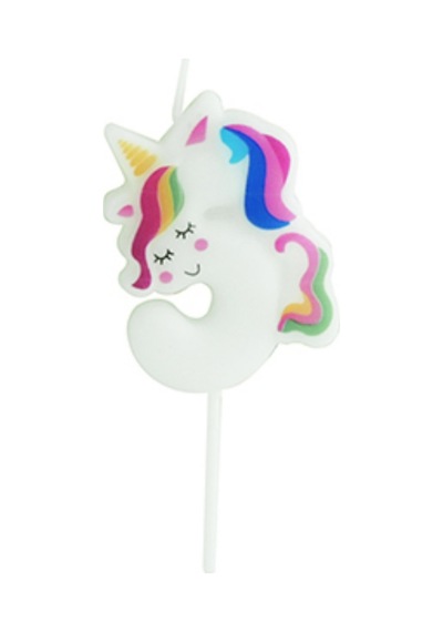 Beyaz 5 Rakamı Unicorn Figür Parti Mumu