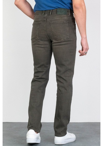 HLT Jeans Erkek Çam Yeşili Regular Fit Likralı Boru Paça Rahat Kesim Jean Kot Pantolon Hlthe001915 kahverengi