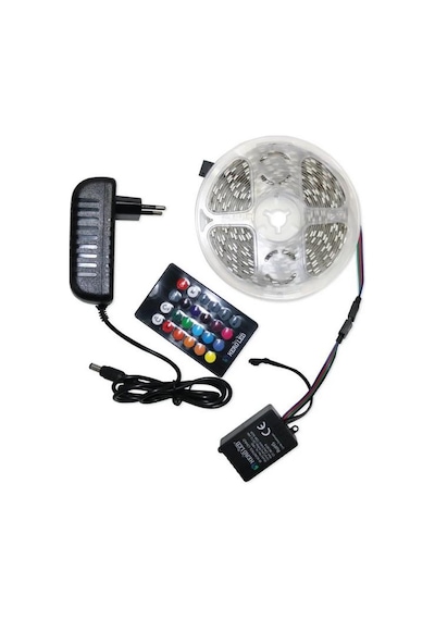 Zhltools Kumandalı 5 Metre Tek Çipli Rgb Şerit Led Çok Renkli