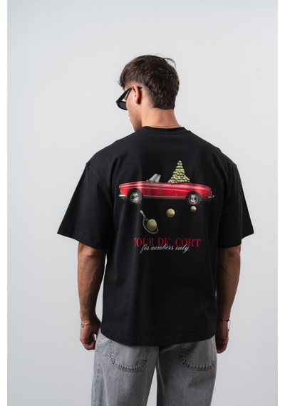Respire Erkek Cort Baskılı Oversize T-shirt Siyah