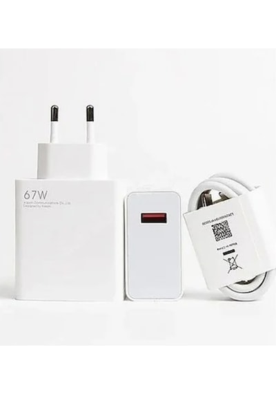 67w Gan Xiaomi 14 Civi İle Uyumlu Turbo Şarj Adaptörü Ve 6a Type C Kablo Beyaz 1 Metre