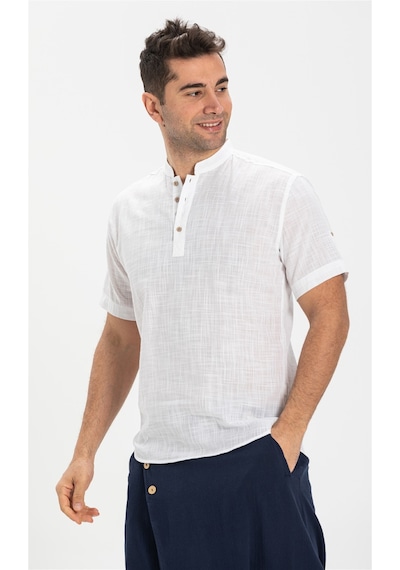 Kısa Kol Şile Bezi Bodrum Erkek T-shirt Beyaz 3001 Beyaz