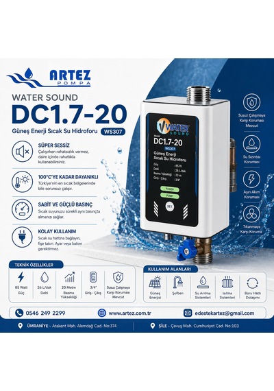 Watersound Dc1.7-20 Magnet Motorlu Frekans Kontrollü Basınç Arttırma Pompası