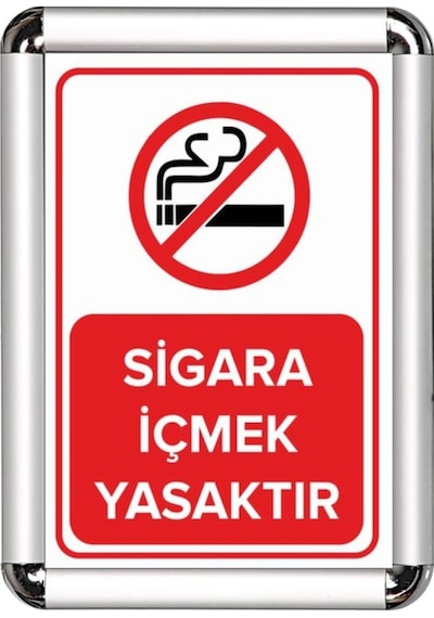 Sigara İçmek Yasaktır A3 Cerceveli Uyarı Ve Yönlendirme Levhası