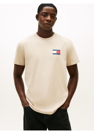 Tommy Hilfiger Tjm Slım Essentıal Flag Tee Ext Erkek Bej T-shirt - Dm0dm20740-12888 Beige