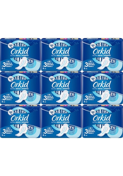 Orkid Ultra Extra Hijyenik Ped Gece & Gündüz 9 x 6'lı