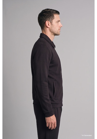 Defacto Regular Fit Polo Yaka Fermuarlı Basic Sweatshirt Hırka H9523ax26wnbk81 Siyah-bk81