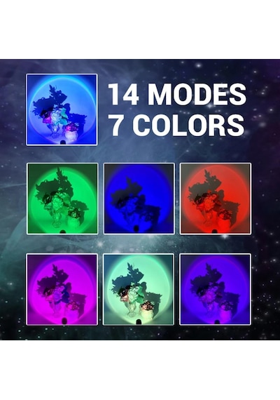 Sge Teknoloji Usb Led 7 Renk 14 Mod Projektör Lambası Fotoğraf Ve Video Çekim Işığı Dekoratif Işık