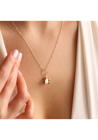 14 Ayar Altın Choker Kolye Yıldız Form