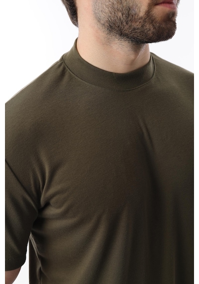 Madmext Haki Bisiklet Yaka Basic Erkek T-shirt E7113 Haki