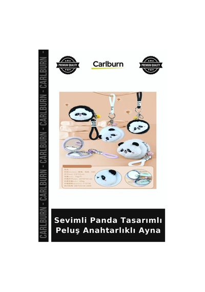 Sevimli Panda Tasarımlı Peluş Anahtarlıklı Ayna Trend Ürünler Cep Aynası Hayvan Figürlü