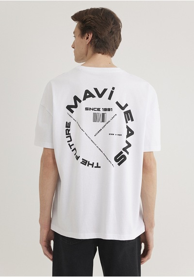 Mavi - Mavi Jeans Baskılı Beyaz Tişört 0611719-620 Beyaz