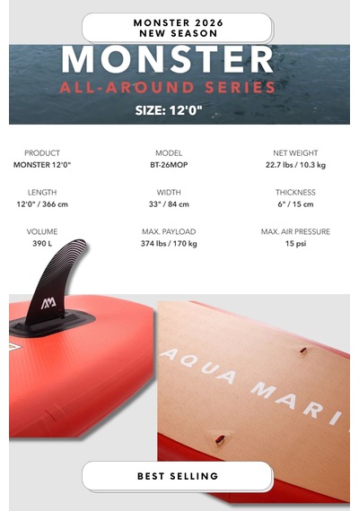 Aqua Marina Monster 2026 Yeni Seri Şişme Isup Stand-up Paddle Board 366cm