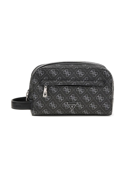 Guess Erkek Monogram Desenli İki Bölmeli El Çantası - Siyah Siyah