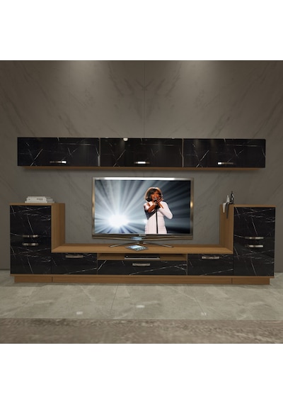 Decoraktiv Trendstyle 9 Mdf Tv Ünitesi Tv Sehpası Ceviz - Siyah Mermer