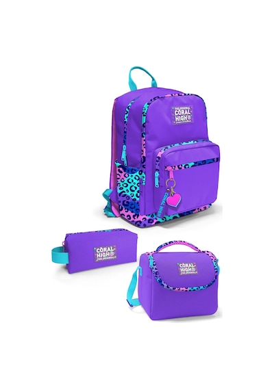 Coral High Mor Leopar 3'lü Okul Çanta Seti Set0123632