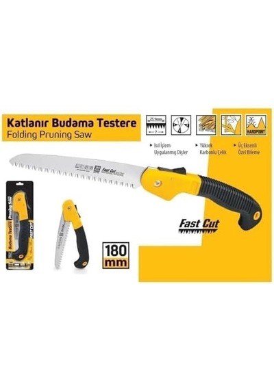Katlanır Budama Testeresi 180 Mm, Yüksek Karbonlu Çelikten İmal Edilmiş, Taşlanmış Krom Kaplı Yüzey