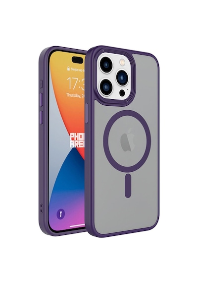 Apple Uyumlu iPhone 15 Pro Max Kılıf Mat Arka Yüzey Wireless Şarj Özellikli Zore Flet Magsafe Kapak-derin Mor